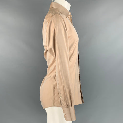 GUCCI Taille M Chemise à manches longues en soie métallisée orange