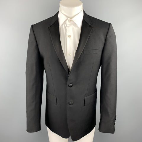 BURBERRY LONDON Size 38 Black Wool / Mohair Notch Lapel Sport Coat