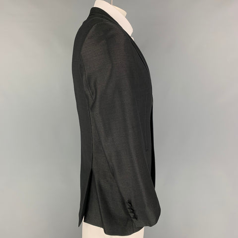 SAND Taille 42 Manteau de sport à revers cranté en laine tissée noire