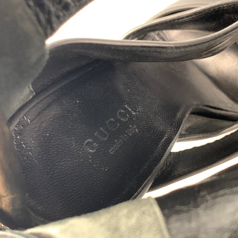 GUCCI Talla 6 Botas Helena con plataforma recortada de cuero negro