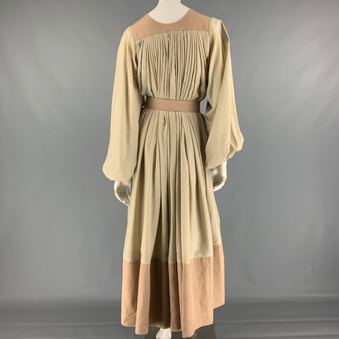 JULIA & RENATA Size One Size Taupe Silk Oversized Long Gown Dress