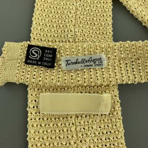 TURNBULL & ASSER Yellow Pastel Silk Textured Knit Tie