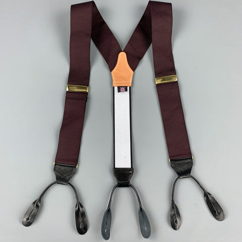THURSTON LONDON Burgundy Leather Suspenders