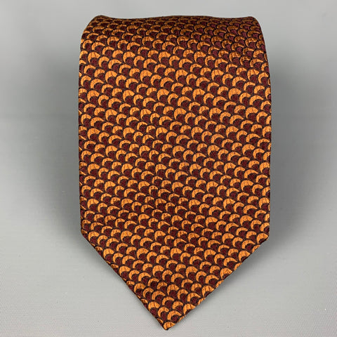 MASSIMO BIZZOCCHI Brown Copper Half Moon Silk Tie