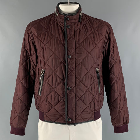 BURBERRY PRORSUM  Size 44 Burgundy Quilted Nylon Jacket