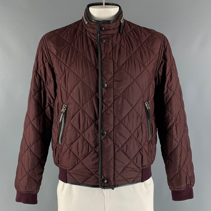 BURBERRY PRORSUM  Size 44 Burgundy Quilted Nylon Jacket