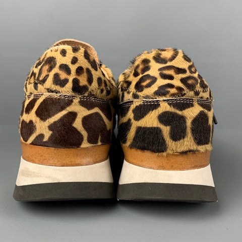 GREATS x NICK WOOSTER Size 10 Brown Beige Animal Print Calf Hair Low Top Sneakers