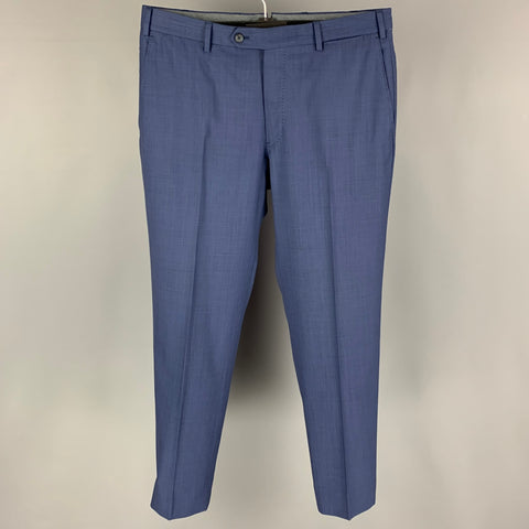 J. HILBURN Size 34 Blue Wool Flat Front Dress Pants