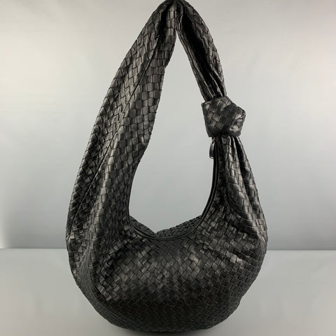 BOTTEGA VENETA Black Leather Maxi Inrecciato Jodie Handbag