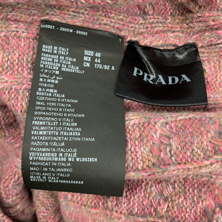 PRADA Size XS Rose Grey Cable Knit Wool / Cashmere Crew-Neck Sweater