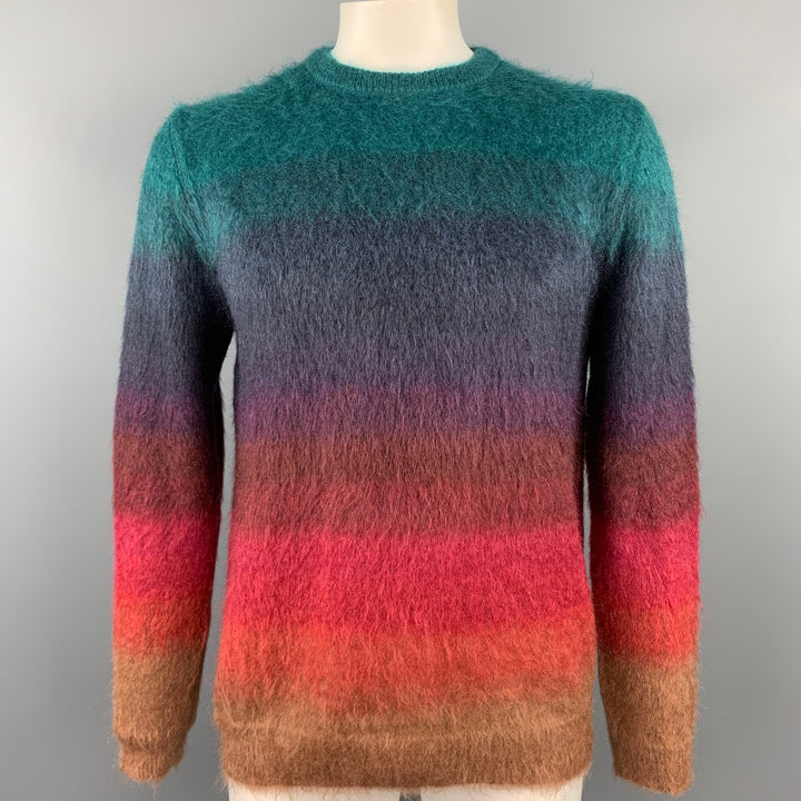 PAUL SMITH Size XL Multi-Color Textured Mohair Blend Crew-Neck Sweater