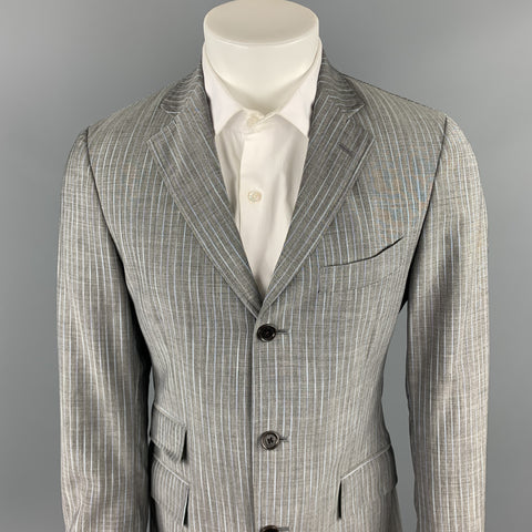 ETRO Talla 38 Traje regular de solapa de muesca de lana / mohair a rayas grises