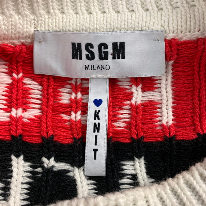 MSGM Talla M Suéter de punto de algodón / acrílico desgastado blanco y multicolor