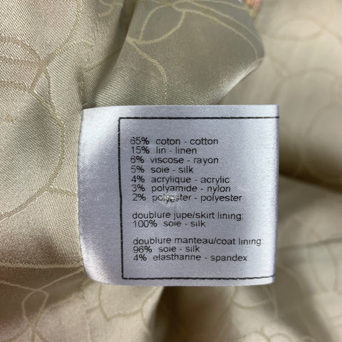 CHANEL 2005 Size 4 Pink Light Green Pink Boucle Cotton Blend Houndstooth Coat