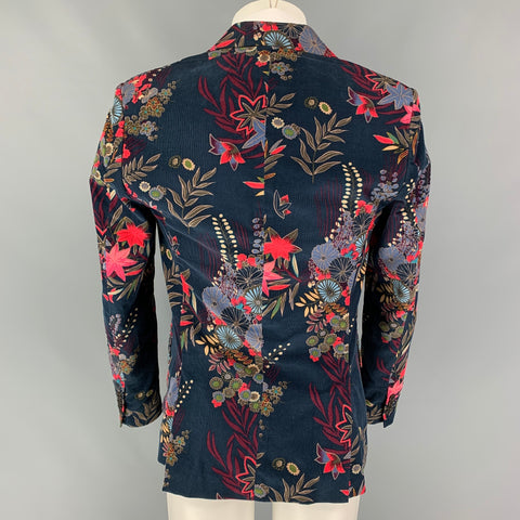 MARC by MARC JACOBS Size S Navy Multi-Color Print Cotton Sport Coat