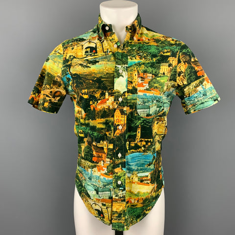 GITMAN VINTAGE Size S Multi-Color Print Cotton Button Down Short Sleeve Shirt