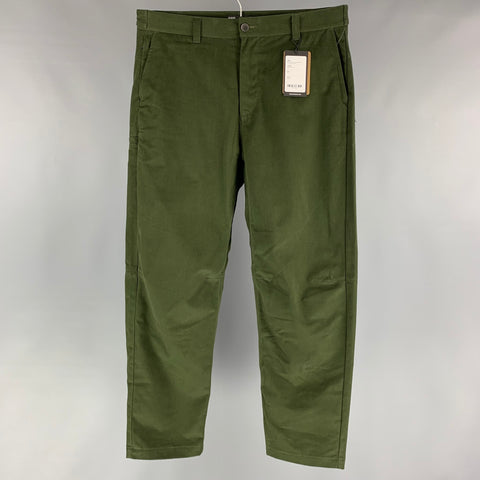 HAVEN Size L Green Solid Cotton Zip Fly Casual Pants