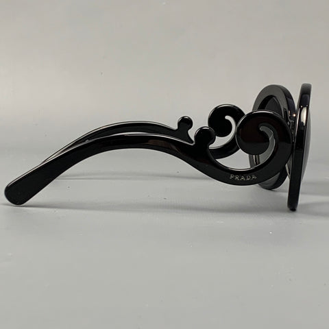 PRADA Black Acetate Minimal Baroque Sunglasses