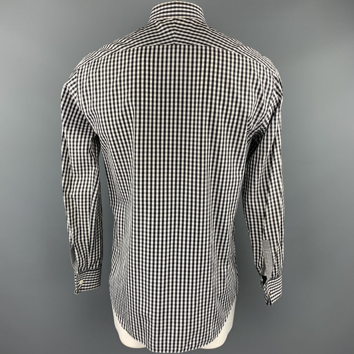 PAUL SMITH Size L Black & White Checkered Cotton French Cuff Long Sleeve Shirt