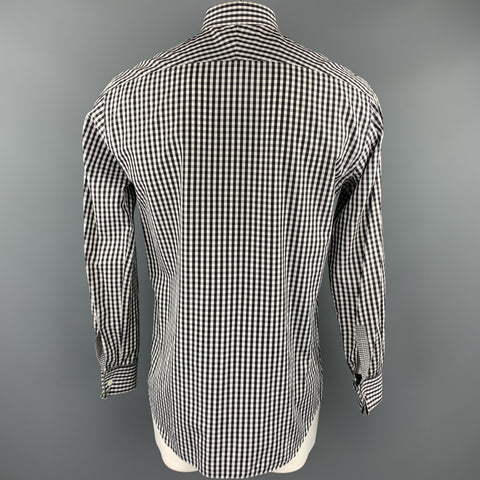 PAUL SMITH Taille L Chemise à manches longues en coton à carreaux noir et blanc Français manchette