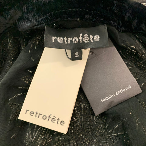 RETROFETE Talla S Blusa Colas De Viscosa Negra Plateada