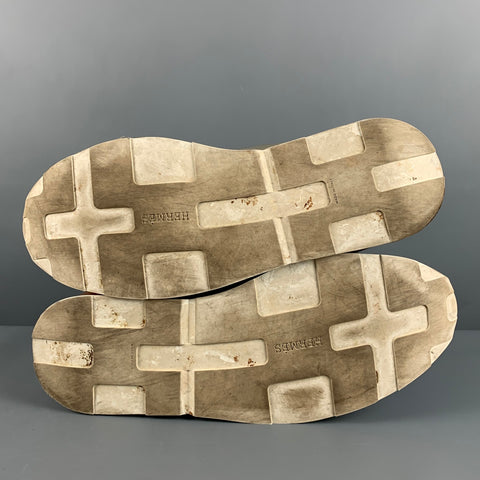 HERMES Size 11 Grey White Textured Nylon/Suede/Leather  Sneakers