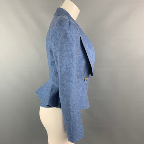 VIVIENNE WESTWOOD ANGLOMANIA Size 4 Blue Linen Blend Wide Collar Jacket