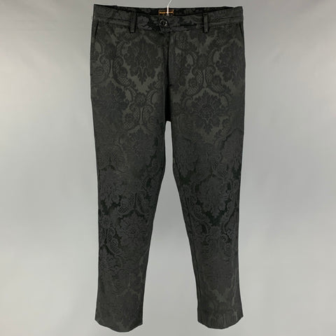 VIVIENNE WESTWOOD Size 32 Black Jacquard Polyester Cotton Dress Pants