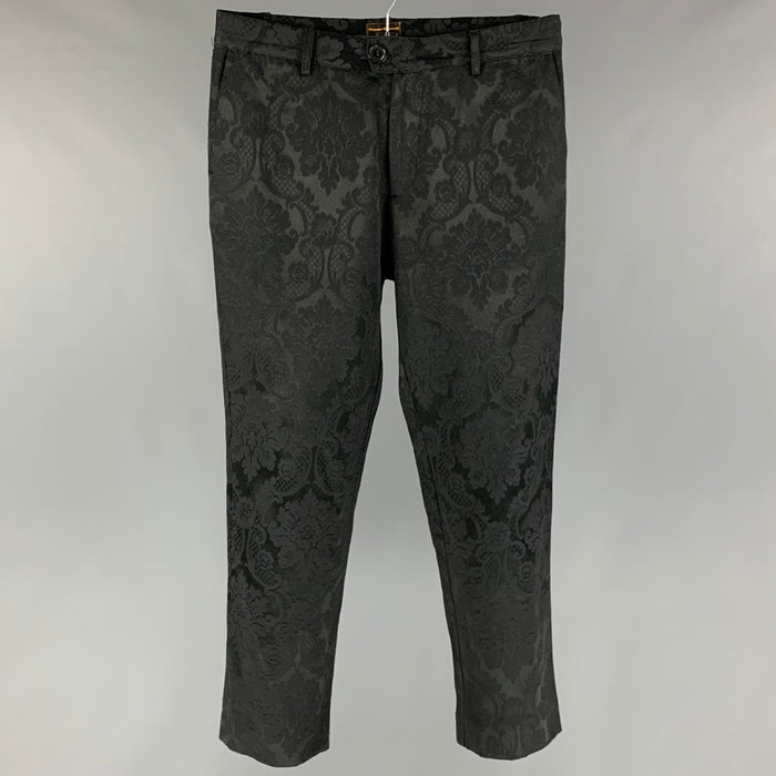VIVIENNE WESTWOOD Size 32 Black Jacquard Polyester Cotton Dress Pants