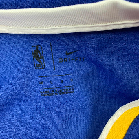 NIKE Size L Blue Yellow Polyester Warriors Jersey