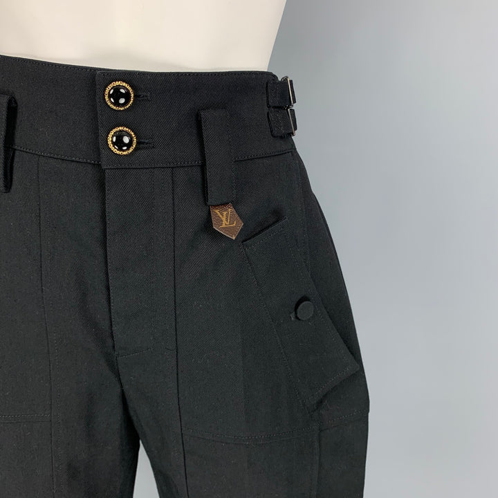 LOUIS VUITTON Size 2 Black Cotton Polyester Bermuda Dress Pants