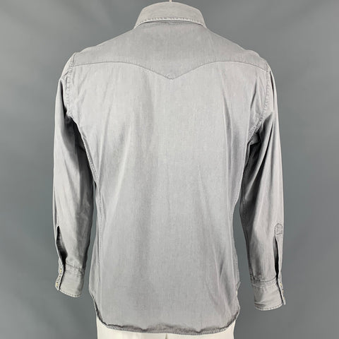 TOM FORD Size XL Gray Cotton Western Long Sleeve Shirt