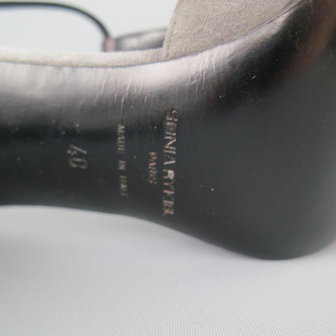 SONIA RYKIEL Talla 10 Zapatos de tacón con tira en T de ante gris y morado