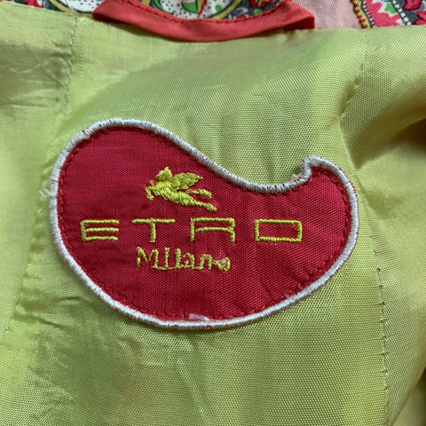 ETRO Size M Pink Red Cotton Elastane Paisley Blazer