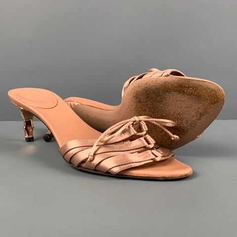 GUCCI by Tom Ford Size 6 Rose Silk Mules Sandals