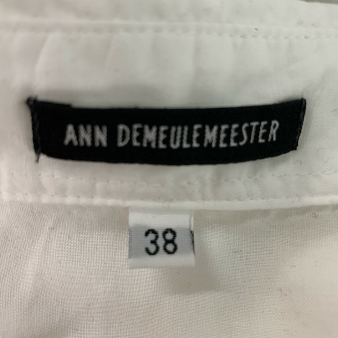 ANN DEMEULEMEESTER Size 4 White Cotton Solid Blouse