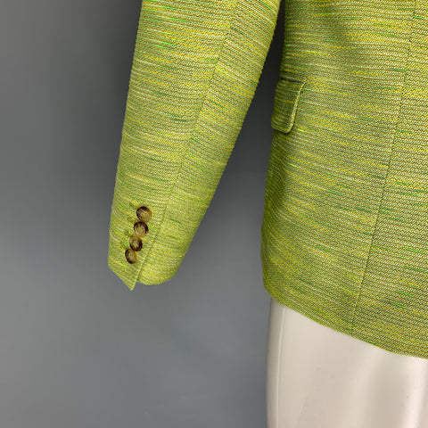 MR TURK Size 40 Green Yellow Woven Polyester Blend Notch Lapel Sport Coat