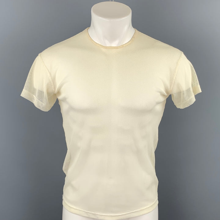 JOHN BARTLETT Size S Cream Mesh Polyamide / Nylon Crew-Neck T-shirt