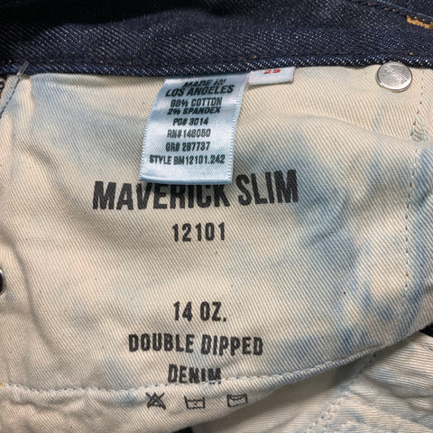 BUCK MASON Size 29 Navy Contrast Stitch Cotton Spandex Straight 5 pocket Jeans