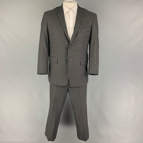 BLACK FLEECE Size 42 Dark Gray Stripe Wool Notch Lapel Suit