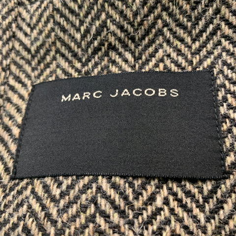 MARC JACOBS Size 38 Grey Black Herringbone Wool Notch Lapel Sport Coat