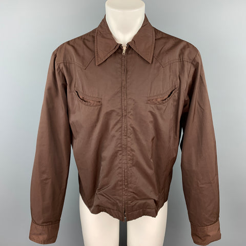 JOHN BARTLETT Size L Brown Cotton / Nylon Zip Up Jacket
