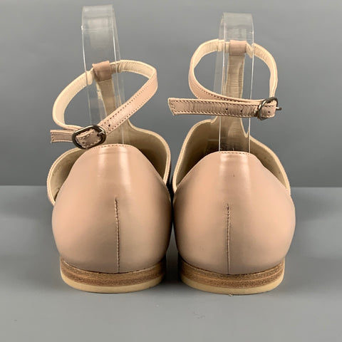 FREDA SALVADOR Talla 9 Zapatos planos con tira en T de cuero beige