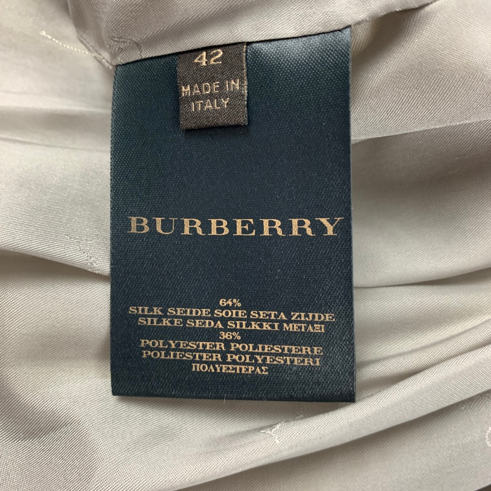 Early BURBERRY PRORSUM Size 6 Silver Metallic Jacquard Silk Blend