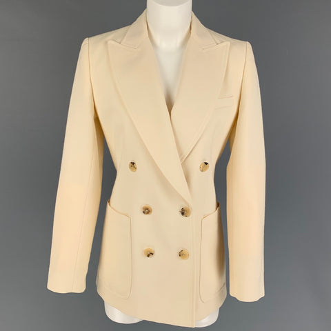 BELLA FREUD Size 8 Cream Wool Tweed Double Breasted Jacket