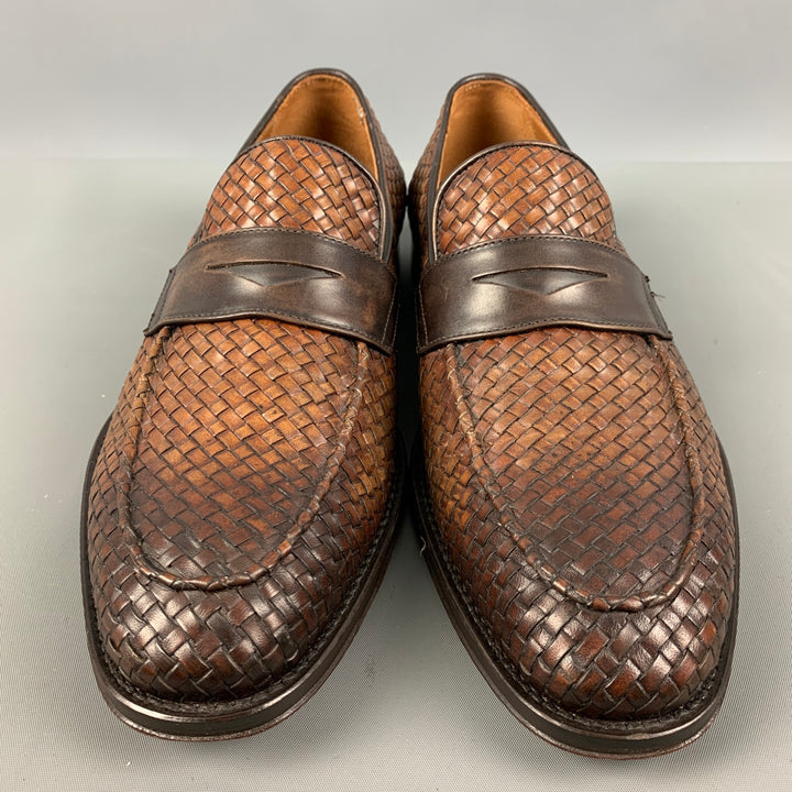 BRUNO MAGLI Size 8 Tan Woven Penny Loafers