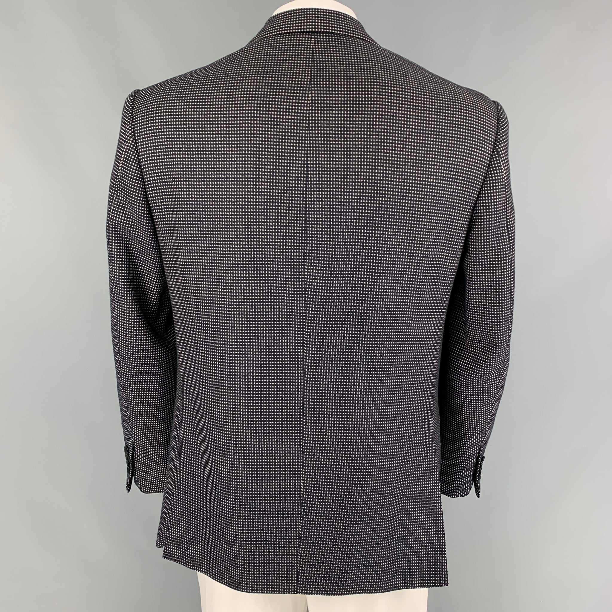 OXXFORD CLOTHES Size 42 Black White Dots Wool Notch Lapel Sport