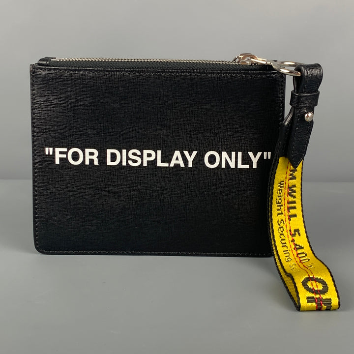 OFF-WHITE by Virgin Abloh Black White Leather "FOR DISPLAY ONLY" Double Pouch