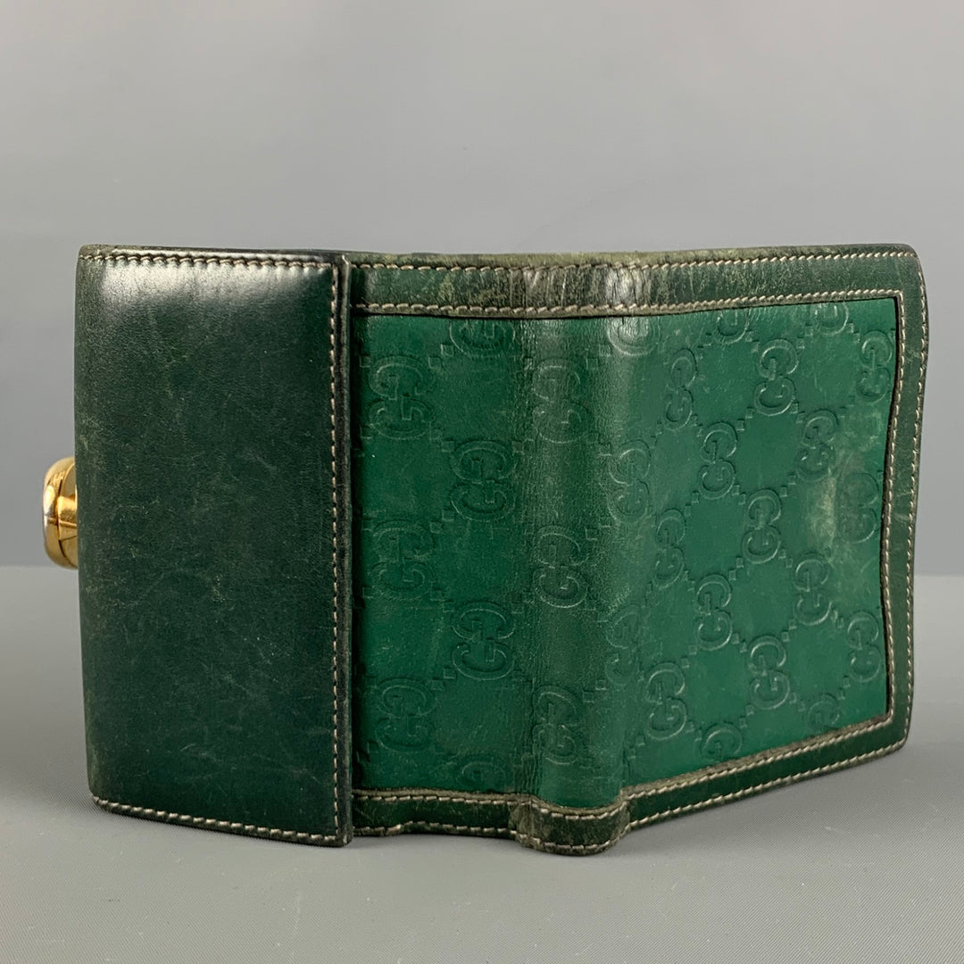GUCCI Green Monogram Leather Wallet