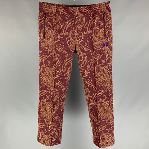NEEDLES Pantalones deportivos de poliéster con diseño de cachemira en color burdeos y tostado Talla XL